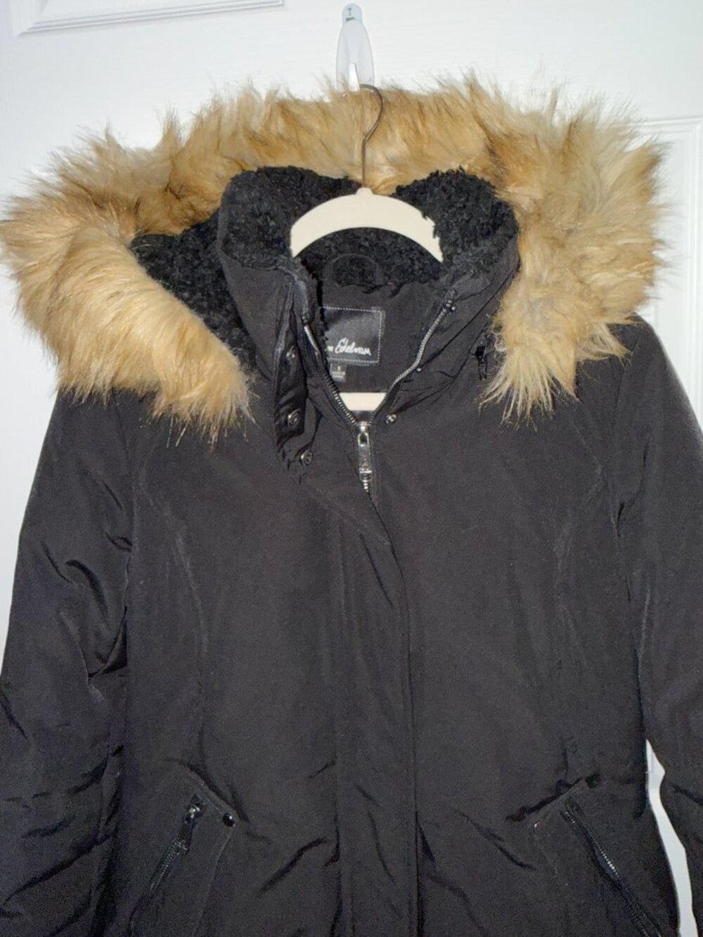 Sam Edelman Mid-Length Winter Parka Coat - Black - Size Small